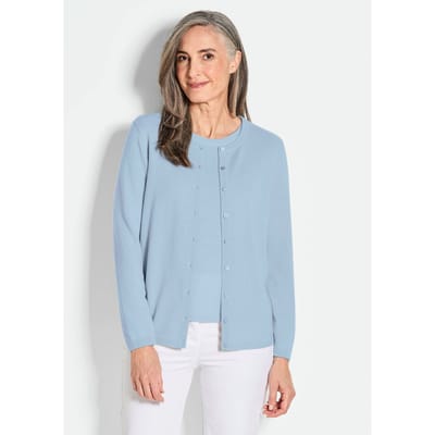 Tricot jasje van kasjmier met ronde hals - lichtblauw - Gr. 40 van Goldner Fashion
