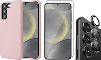 Hoesje geschikt voor Samsung Galaxy S24 - Screenprotector Glas & Camera Protector - Mat Back Case Roze