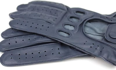 DriveLux™ Racing Leren Handschoenen Dames - Navy Luxe - Leren Auto/Motor Handschoenen - Driving Gloves - Maat S (: 18,5 - 20,5 cm) - Ademend en Waterbestendig – Gemaakt van Lamsleer