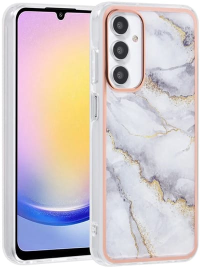 Multimedia & Accessoires Siliconen Marmer Harde Back Cover Case Hoesje geschikt voor Samsung Galaxy A36 5G – TPU – Harde Plastic – Grijs