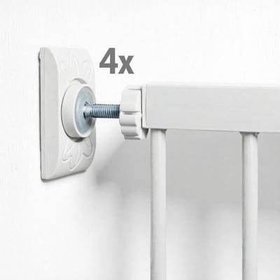 BRONEA® Accessoires voor LUCA/ARIYA/CLEO/BALU traphekjes en deurhekjes van BRONEA® | Extra sterke muurbeschermers wandbeschermers | Y-adapter voor bevestiging aan ronde trapspijlen | Struikelvrije "Safety-step" drempel