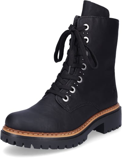 Rieker dames bikerboots enkellaars 72612-00 zwart