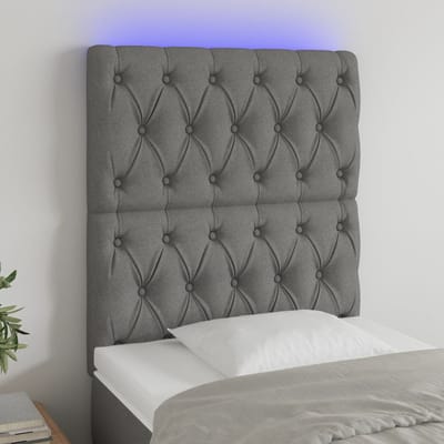 vidaXL - Hoofdbord - LED - 80x7x118/128 - cm - stof - donkergrijs