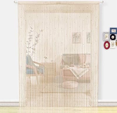 Spaghetti String Gordijnen voor de woonkamer Kralengordijnen Deurgordijn Scheidingswand Huisdecoratie, champagne, 200x200cm