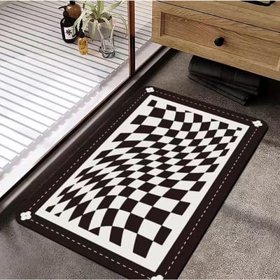 Dambord Zachte Diatomeeënaarde Mat Absorberend Antislip Toilet Badkamer Voetmat Toilet Badkamer Sneldrogende Mat 50 * 80Cm