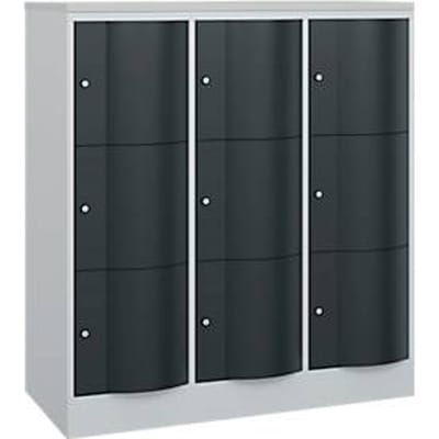 C+P Resisto lockerkast, 3 vakken, 9 vakken, B 1148 x D 540 x H 1255 mm, verkeerswit