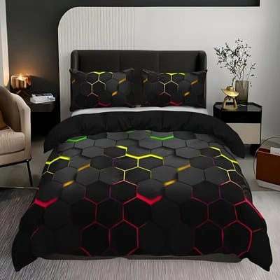 Kleurrijke Geometrie Dekbedovertrek Set Eenpersoons Tweepersoons Voor Kinderen Volwassenen Queen King Size Beddengoedset Met Kussensloop Voor Slaapkamer Au Single140x210cm