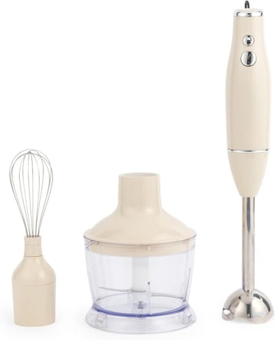 3-in-1 Blender Set - Staafmixer Hakmolen Garde - Snel Maaltijden Bereiden - 600W Krachtige Motor - 500ml Hakkom - Crème