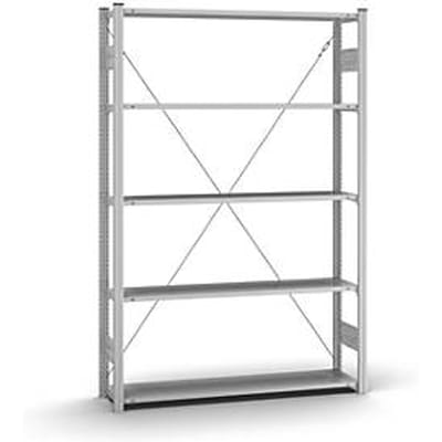 Insteekstelling Orion Plus - basissectie - L 1300 x D 300 x H 2000 mm - 5 legborden - draagvermogen per legbord 90 kg - verzinkt