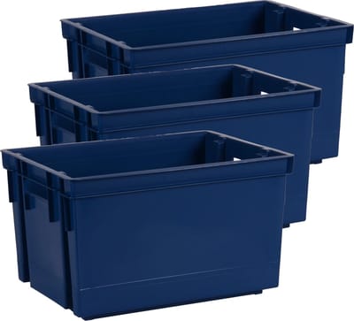 EDA Opbergbox/opbergkrat 20 L - 6x - blauw - kunststof - 39 x 29 x 23 - stapelbaar/nestbaar