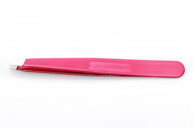 Profi4Beauty pincet 3½", schuine punt, roze, AISI 420 edel staal