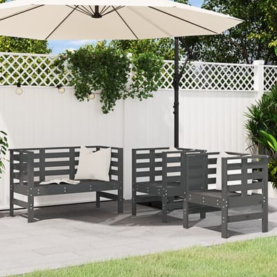 vidaXL - 3-delige - Loungeset - massief - grenenhout - grijs