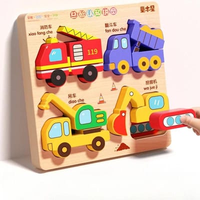 Montessori Cartoon 3D Houten Puzzel Dier Verkeer Legpuzzel Speelgoed voor Kinderen Vroeg Leren Educatief Cognitief Spel Kinderen Cadeaus