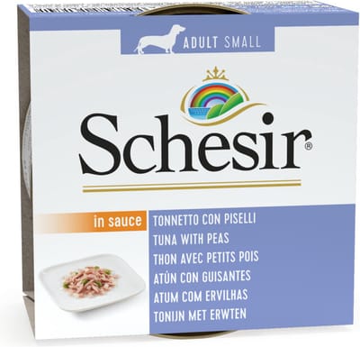 14x Schesir Hondenvoer Tonijn Erwten in Saus 85 gr