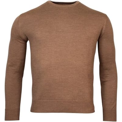 Baileys Trui Crew Neck Pullover Single Knit Uni Merino Choco Brown / male