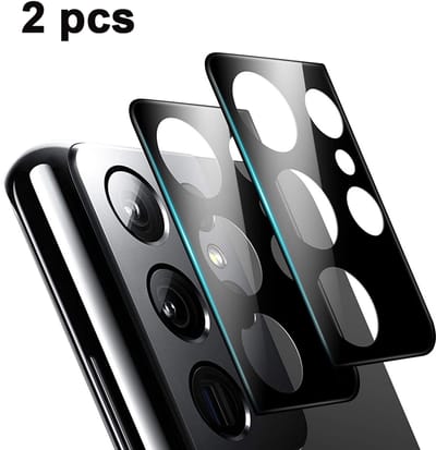 Oneay 2 stuks cameralensbeschermers, compatibel met Samsung Galaxy S21 Ultra 6,8 inch, ondersteunt vingerafdrukontgrendeling. Eenvoudige installatie, geen luchtbellen