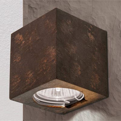 ORION Wandlamp Cube, roestbruin, hoogte 7,5 cm, keramiek