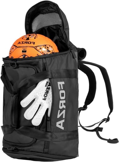 Sporthal Duffle Rugzak - Sporttas Plunjezak - Sportuitrusting Vervoeren - Speciaal Voor Ballen - 33 Liter Capaciteit - Zwart