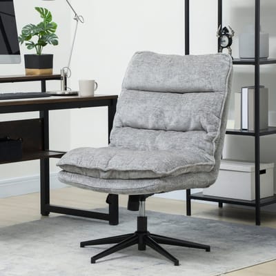 MODFU Bureaustoel - Draaibaar En In Hoogte Verstelbaar - Modern - Voor Werkkamer - Polyester - Grijs - 63,5 x 81 x 96-102 cm