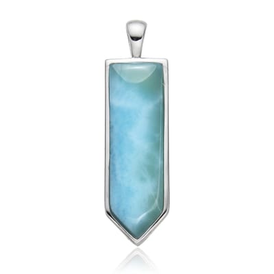 Cavill - Zilveren Hanger - 925 Sterling Zilver - 7,18 ct Larimar Fancy Cabochon - Lichtblauw - Elegante Natuurlijke Sieraden