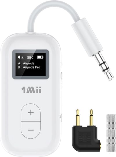 Draadloze Audio Adapter met OLED Scherm voor Vliegtuig en TV - Bluetooth 5.3 Zendapparatuur