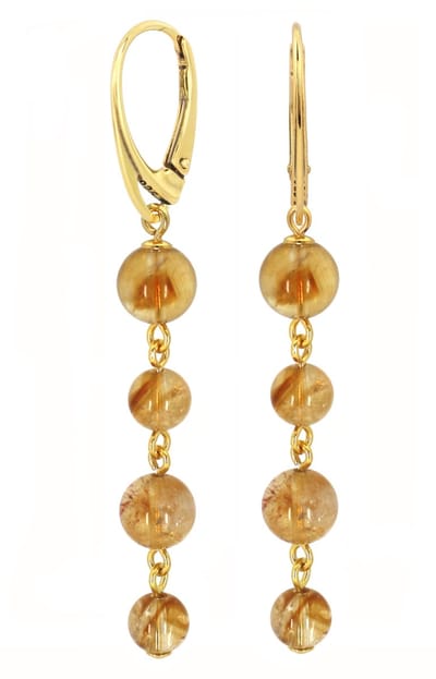 ARLIZI 2338 Oorbellen citrien kralen oorhangers - verguld - 6 cm