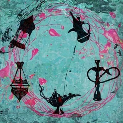 Safaary - Arabische schilderij Oriëntaalse Mix Turquoise