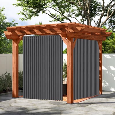 Buitengordijnen - Verduisterende Gordijnen - Blackout Curtains met Metalen Haken - Outdoor Gordijnen Voor Patio en Pergola - B 254 x H241cm - Donkergrijs - 1 stuks