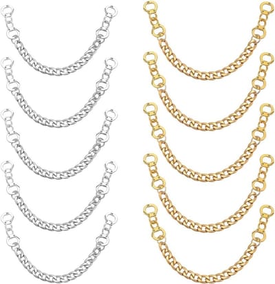 10 Stuks IJzeren Kraag Hangkettingen, 170mm Metalen Jasje Lussen met Legering Hanger Ringen voor Kleding Decoratieve Accessoires in Platina en Goud