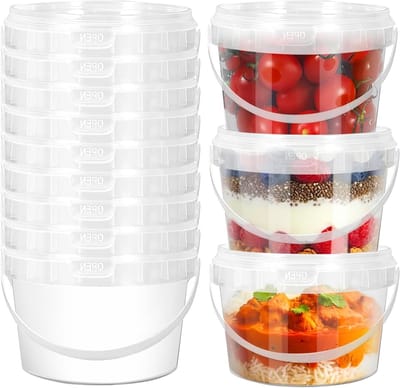 Airtight en Lekvrije Opslagbakken, Stevige Plastic Containers voor Voedsel, Geurloos en Leeg, 500 ml - Set van 12 Stuks