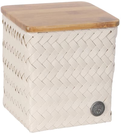 Handed By - Opbergmand met deksel - Opberger - Organizer - Mand - Woonkamer - Babykamer - Slaapkamer - Badkamer - Top Fit Tiny high - beige - champagne