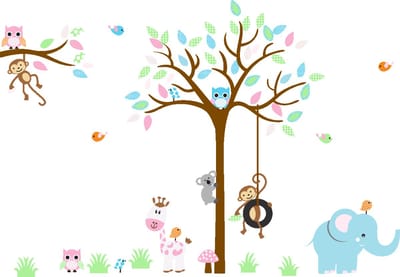 Muurstickers - Prachtige jungledieren - Zelfklevende stickers - 120x160cm