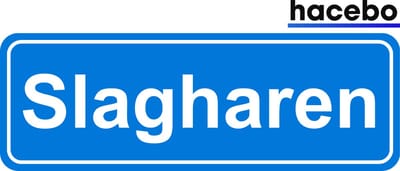 Hacebo - Plaatsnaam Sticker - 29x10 CM - Slagharen sticker - Verkeersborden sticker - grappige cadeaus - Slagharen