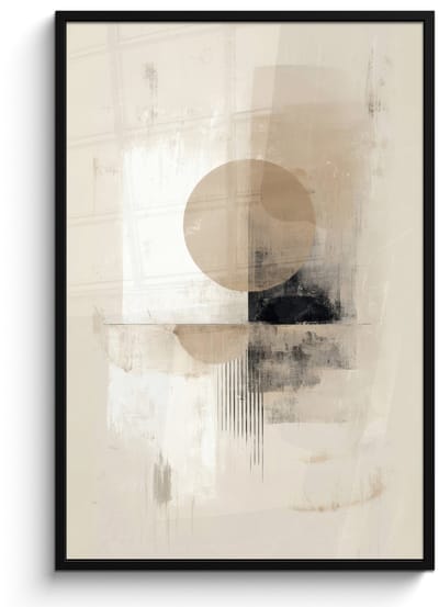 Poster in lijst - Fotolijst 80x120 cm - Posters - Cirkel - Compositie - Diepte - Beige - Posterlijst zwart - Decoratie - Wanddecoratie woonkamer - Muurdecoratie slaapkamer