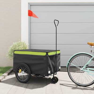 vidaXL - Fietstrailer - 45 - kg - ijzer - zwart - en - groen