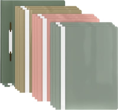ACROPAQ - 12 x Documentenmap A4 - Transparant voorvak, A4 Projectmap met maximaal 70 pagina's, Mix van pastelkleuren, Professionele en eenvoudige organisatie - Documentenmap A4 transparant