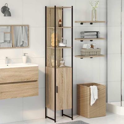 vidaXL - Badkamerkast - Sonoma - 33 - x - 33 - x - 185,5 - cm - Bewerkt - hout