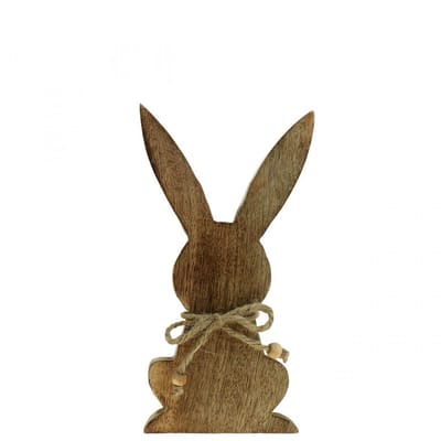 Houten konijntje zittend, mangohout, paasdecoratie natuurlijke kleuren