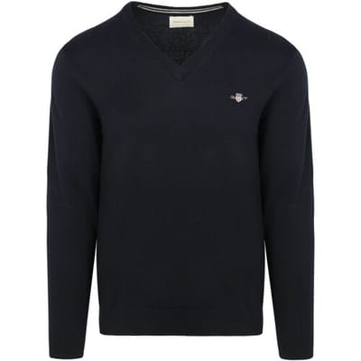 Gant Pullover V-Hals Navy - Maat M - Heren - Pullovers