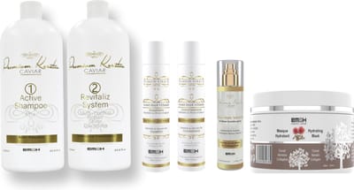 Keratin Caviar Kit 2 x 1000ml & Na keratine behandeling shampoo en conditioner en Masker