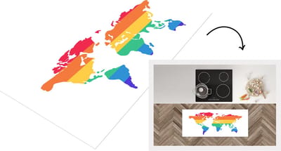 Keukenloper - Loper keuken - Wereldkaart - Pride - Regenboog - 120x50 cm - Keukenloper vinyl
