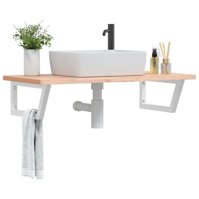 vidaXL - Badkamer - wandschap - staal - en - massief - beukenhout
