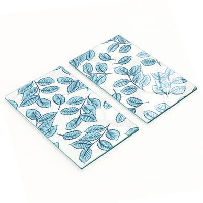 Keukenplanken van gehard glas met afbeeldingen, 2 stuks, bladeren, 2x30x52 cm