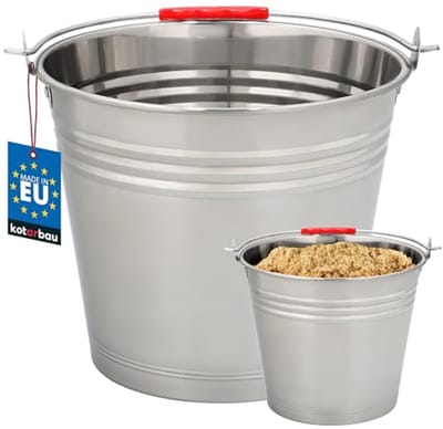 KOTARBAU® Roestvrijstalen Emmer, 8 L, Zilver, Emmer met Handvat, Voederemmer, voor Tuin en Huis, Robuuste
