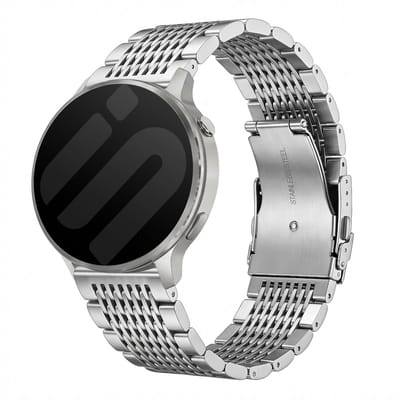 Strap-it 22mm Luxe Stalen Schakelband - Universeel 22mm geschikt voor Garmin Vivoactive 4 / Garmin Venu 4 - 45mm / Garmin Venu 3 / Garmin Venu 2 / Garmin Forerunner 570 - 47mm / Garmin Forerunner 265 / Garmin Forerunner 255 - Zilver