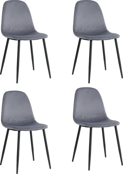 Lina® Napoli Eetkamerstoelen - Grijs - Set van 4 - Fluweel - Velvet