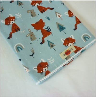Oogappel Vosjes Bolletjesband Wieglaken 75x100 cm-Blauw