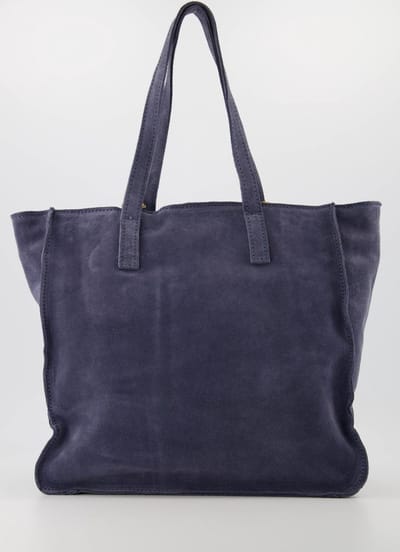 Tas- handtas - blauw- suède -met lange band