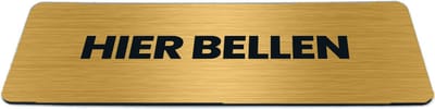 Deurbordje Goud-look met tekst hier bellen - Formaat 150 x 50 mm x 1,6 mm - Zelfklevend | Luxe uitstraling | Geborstelde Gouden toplaag | Gratis Verzending | Decoporta