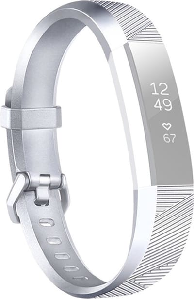 By Qubix - Compatible Fitbit bandje - Geschikt voor Fitbit Alta Siliconen bandje - Maat: Large - Zilver Smartwatch bandje